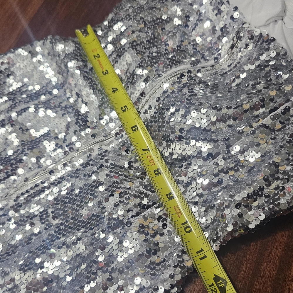 Dolls Kill Mable Small Double Bow Cutout Silver Sequin MiniDress - Picture 7 of 7
